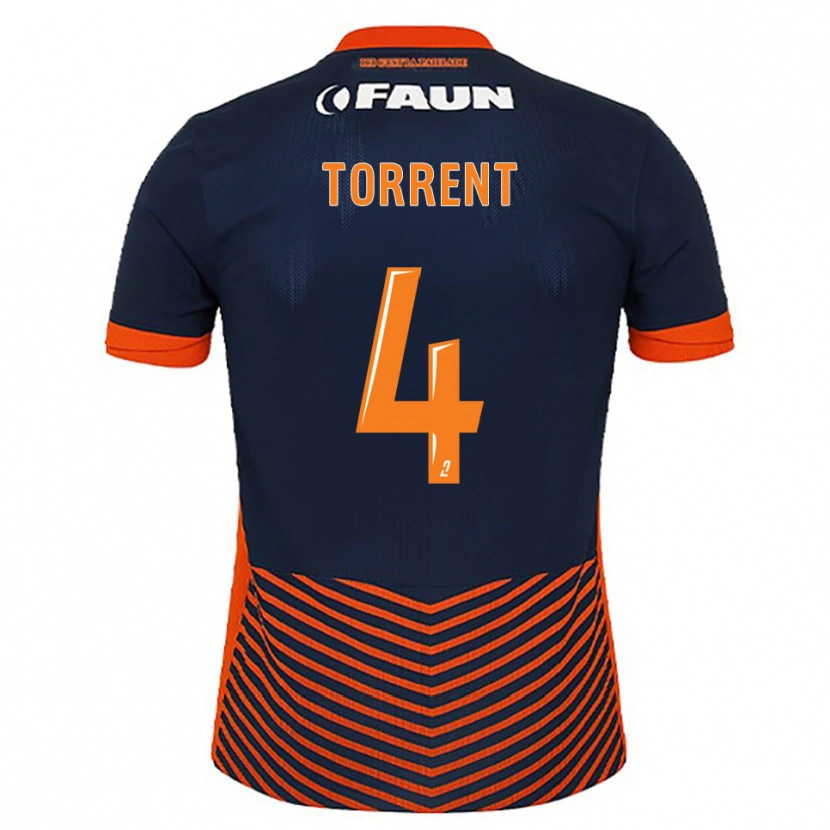 Danxen Enfant Maillot Marion Torrent #4 Bleu Nuit Orange Tenues Domicile 2025/26 T-Shirt