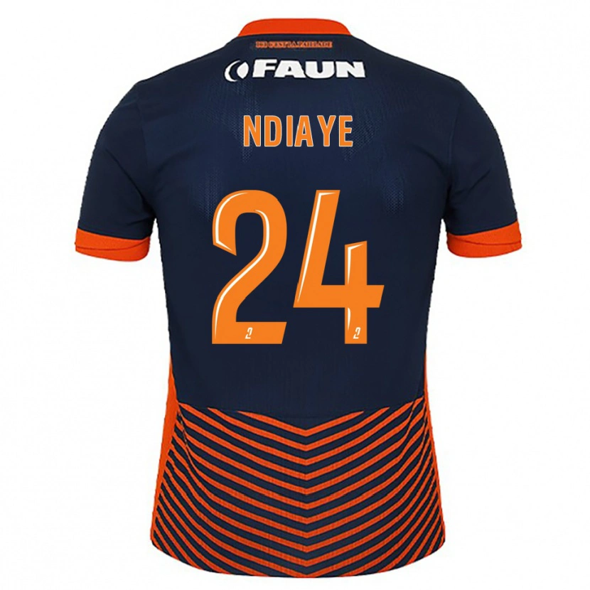 Danxen Enfant Maillot Junior Ndiaye #24 Bleu Nuit Orange Tenues Domicile 2025/26 T-Shirt
