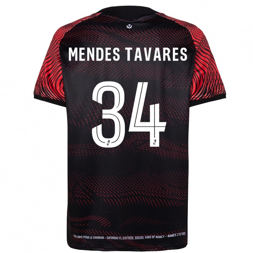Danxen Enfant Maillot Carlos Mendes Tavares #34 Blanc Rouge Tenues Domicile 2025/26 T-Shirt