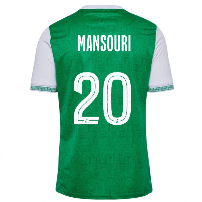 Danxen Enfant Maillot Ilyes Mansouri #20 Vert Blanc Tenues Domicile 2025/26 T-Shirt