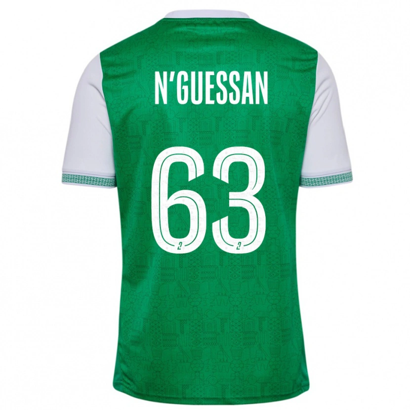 Danxen Enfant Maillot Djylian N'guessan #63 Vert Blanc Tenues Domicile 2025/26 T-Shirt