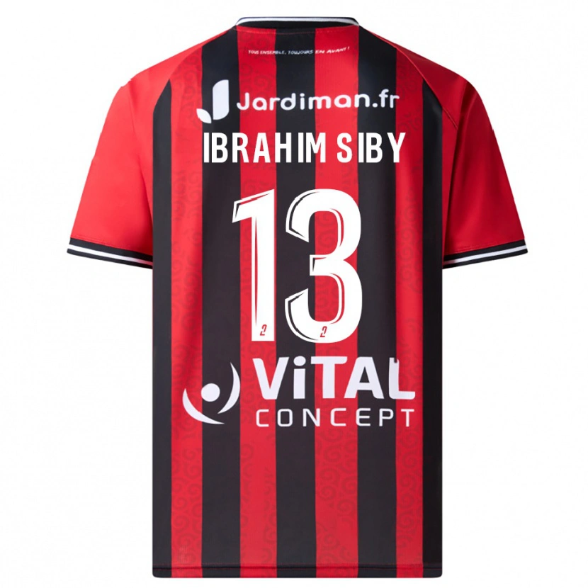 Danxen Enfant Maillot Ben Ibrahim Siby #13 Rouge Noir Tenues Domicile 2025/26 T-Shirt