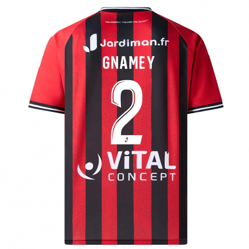 Danxen Enfant Maillot Servais Gnamey #2 Rouge Noir Tenues Domicile 2025/26 T-Shirt