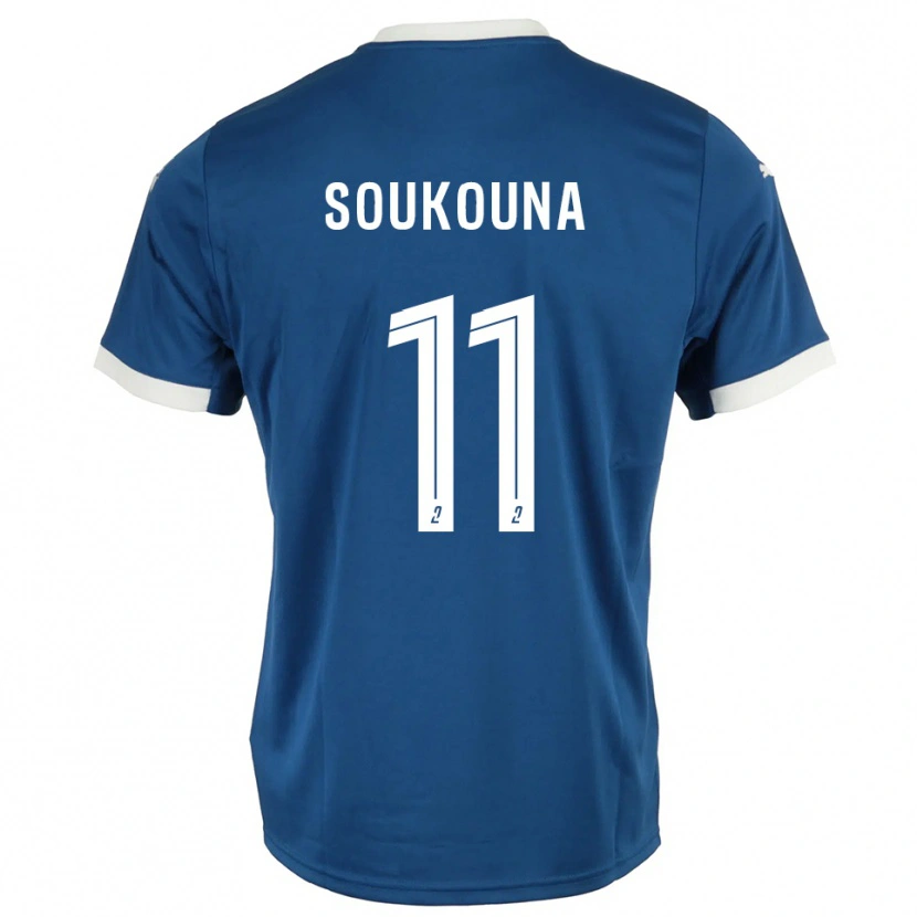Danxen Enfant Maillot Idrissa Soukouna #11 Bleu Blanc Tenues Domicile 2025/26 T-Shirt
