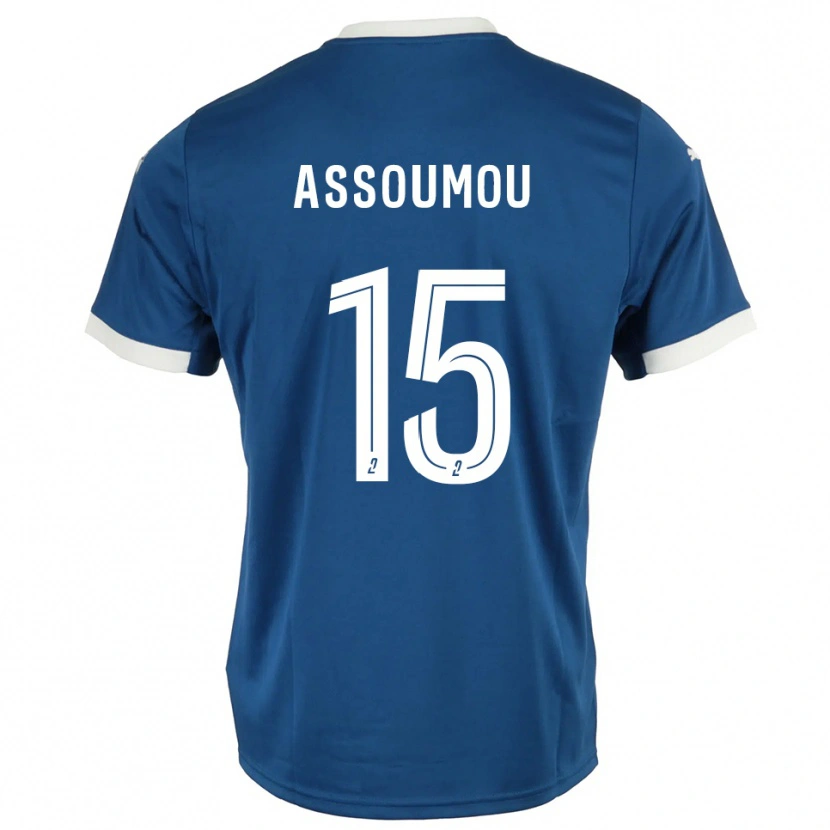 Danxen Enfant Maillot Jaurès Assoumou #15 Bleu Blanc Tenues Domicile 2025/26 T-Shirt