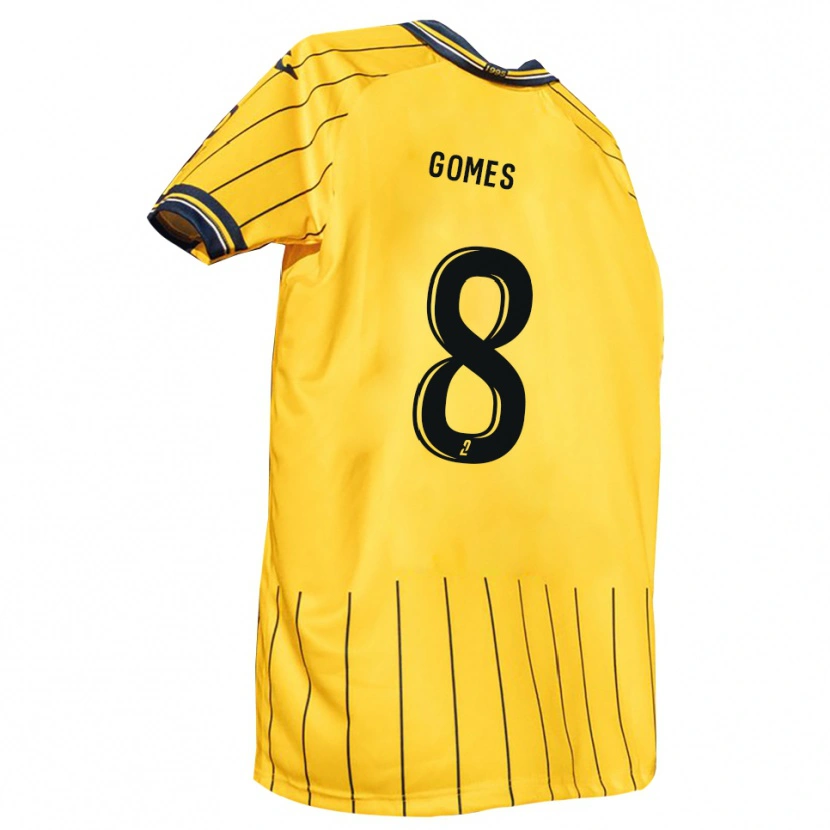 Danxen Enfant Maillot Tom Gomes #8 Jaune Marine Tenues Domicile 2025/26 T-Shirt