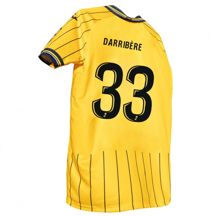 Danxen Enfant Maillot Clément Darribère #33 Jaune Marine Tenues Domicile 2025/26 T-Shirt