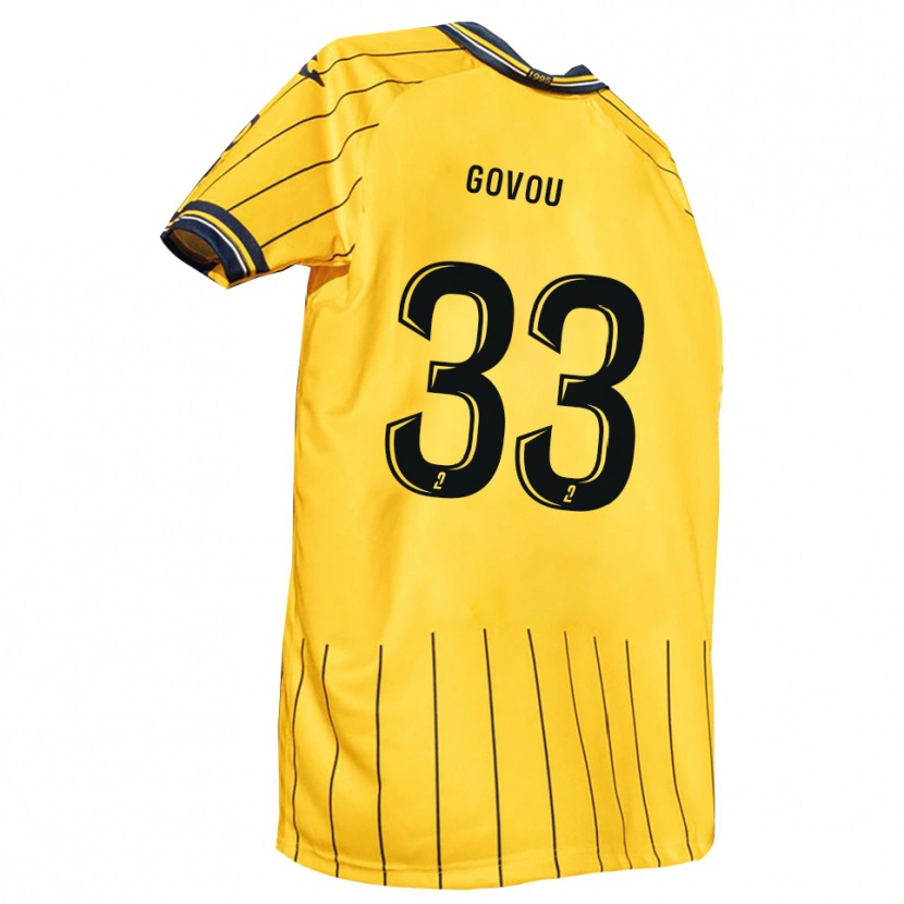 Danxen Enfant Maillot Mensah Govou #33 Jaune Marine Tenues Domicile 2025/26 T-Shirt