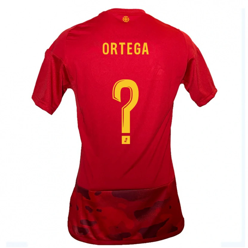 Danxen Enfant Maillot Alexis Ortega #0 Rouge Jaune Tenues Domicile 2025/26 T-Shirt