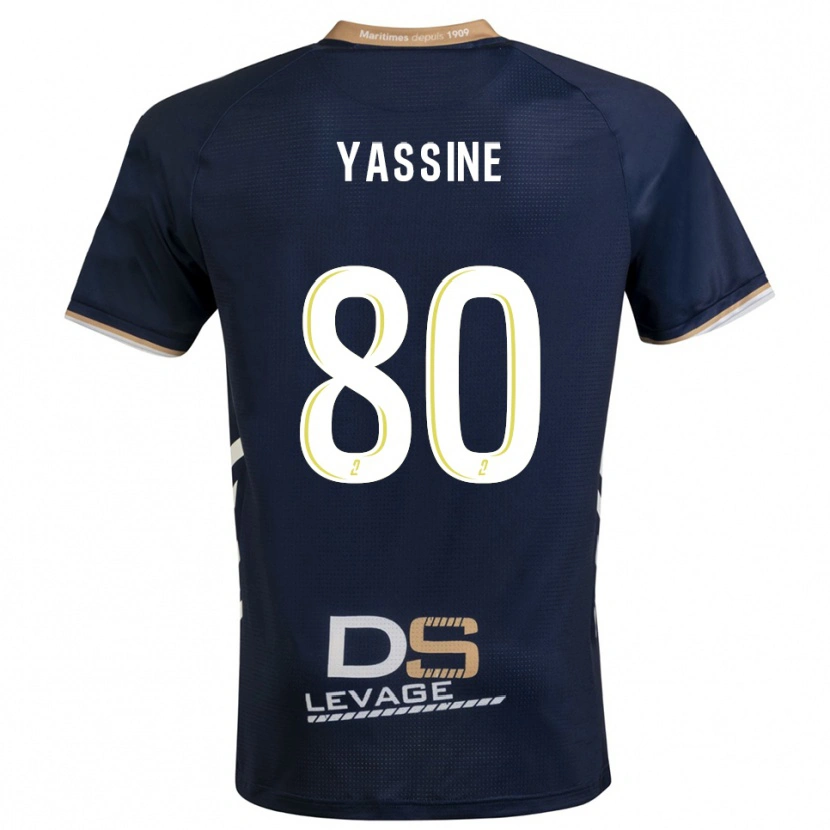 Danxen Enfant Maillot Gessime Yassine #80 Marine Or Tenues Domicile 2025/26 T-Shirt