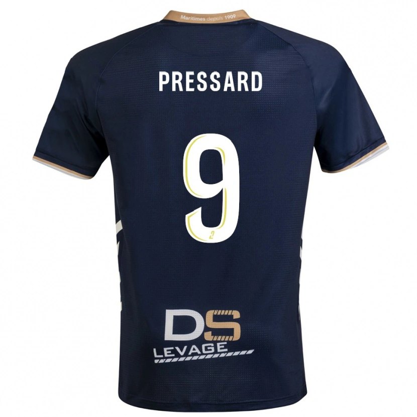 Danxen Enfant Maillot Alan Pressard #9 Marine Or Tenues Domicile 2025/26 T-Shirt