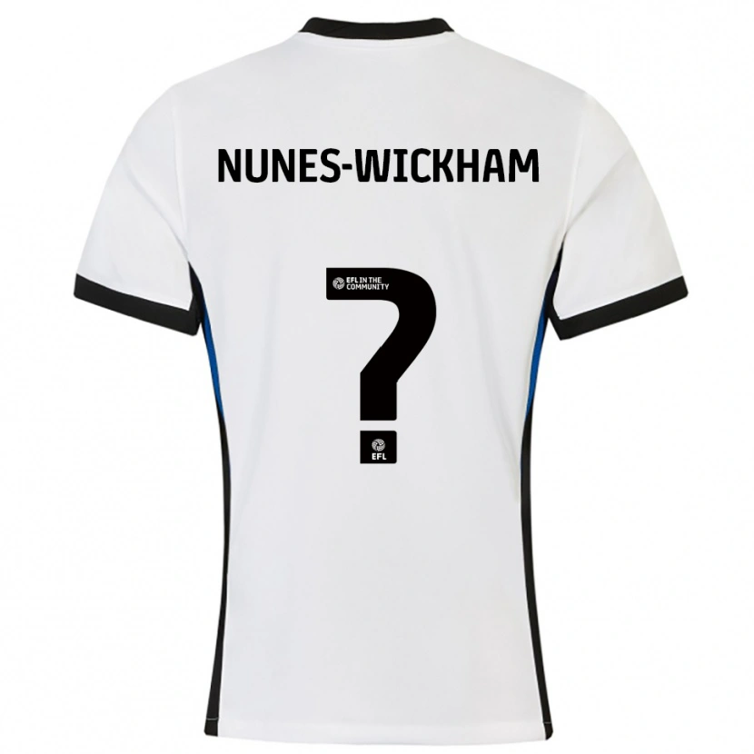 Danxen Enfant Maillot Jayden Nunes-Wickham #0 Blanc Bleu Tenues Extérieur 2025/26 T-Shirt