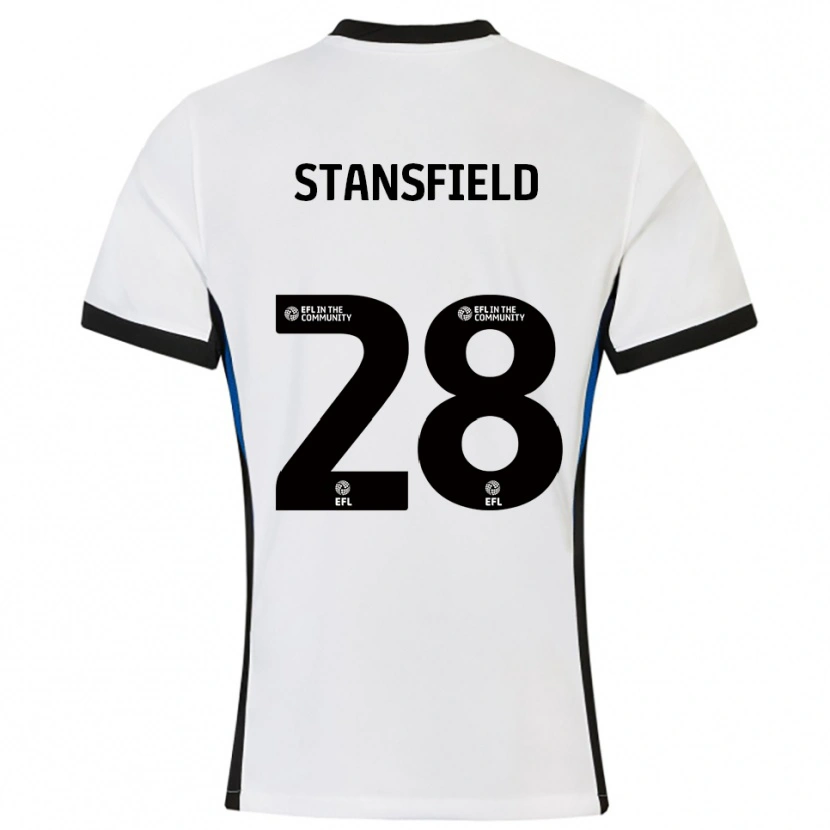 Danxen Enfant Maillot Jay Stansfield #28 Blanc Bleu Tenues Extérieur 2025/26 T-Shirt