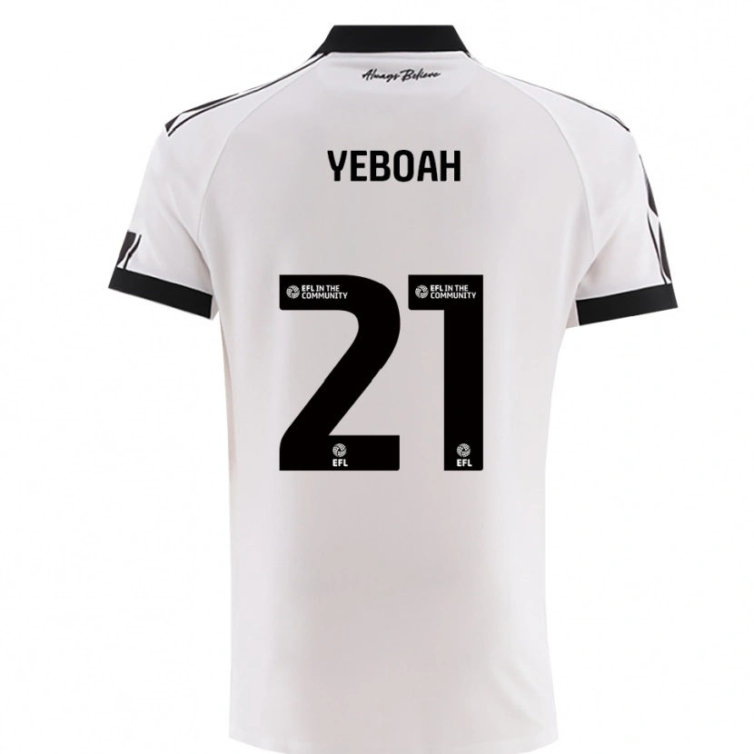 Danxen Enfant Maillot Ephraim Yeboah #21 Noir Blanc Tenues Extérieur 2025/26 T-Shirt