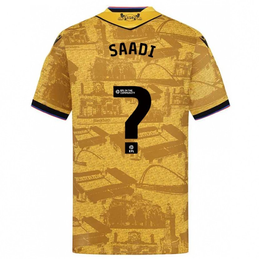 Danxen Enfant Maillot Jalil Saadi #0 Or Noir Tenues Extérieur 2025/26 T-Shirt