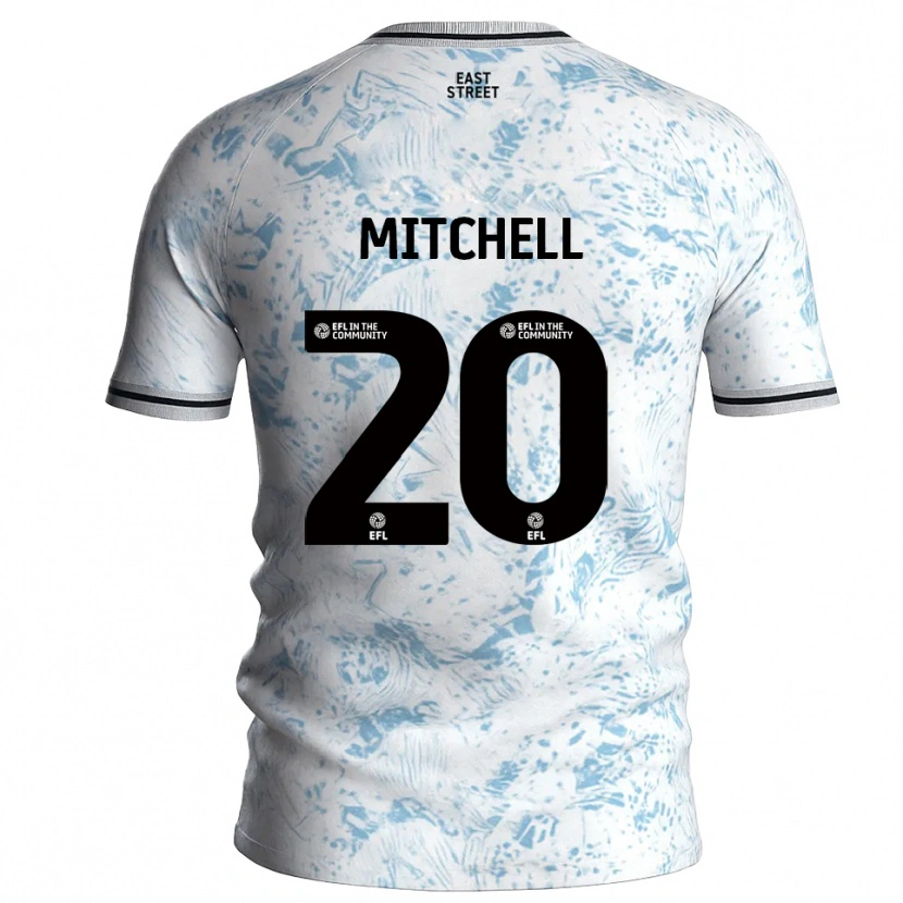 Danxen Enfant Maillot Zach Mitchell #20 Blanc Bleu Ciel Tenues Extérieur 2025/26 T-Shirt