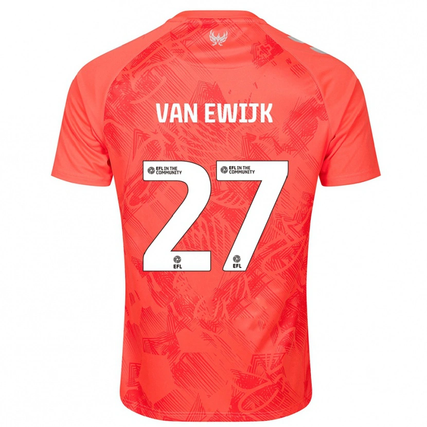 Danxen Enfant Maillot Milan Van Ewijk #27 Orange Blanc Tenues Extérieur 2025/26 T-Shirt