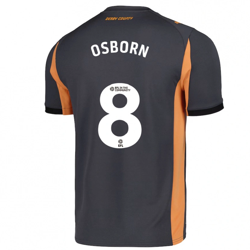 Danxen Enfant Maillot Ben Osborn #8 Gris Orange Noir Tenues Extérieur 2025/26 T-Shirt