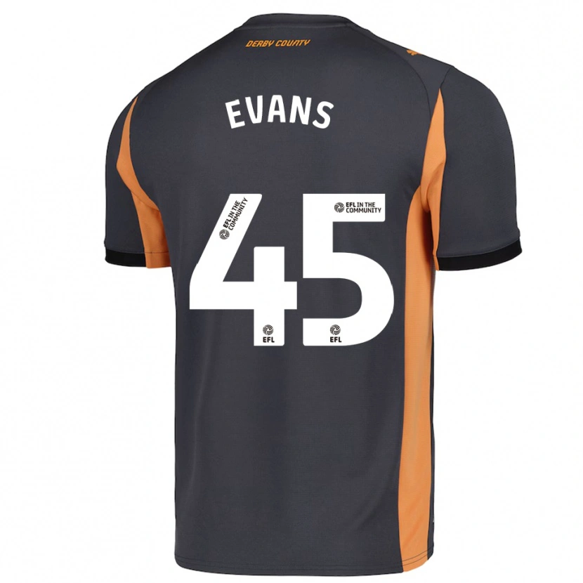 Danxen Enfant Maillot Harry Evans #45 Gris Orange Noir Tenues Extérieur 2025/26 T-Shirt