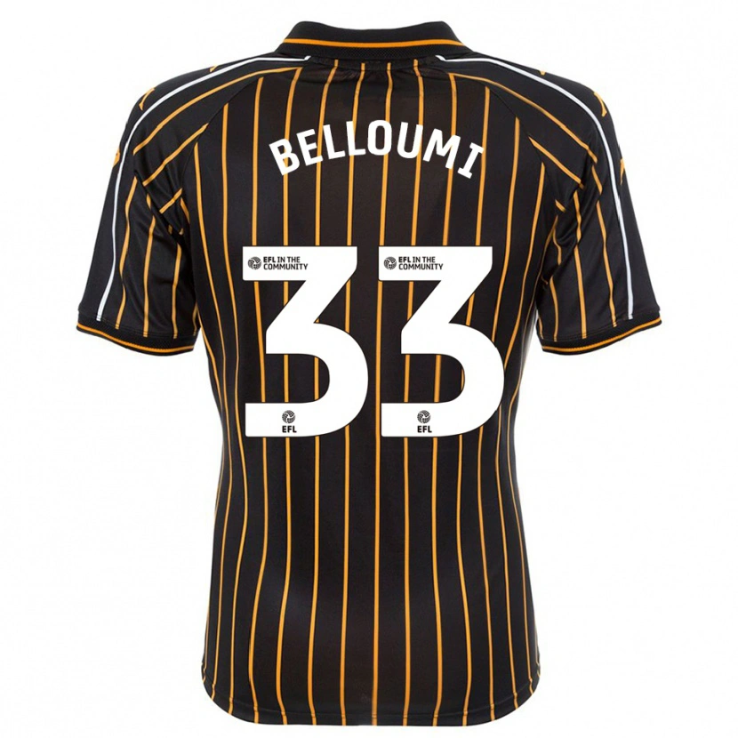 Danxen Enfant Maillot Mohamed Belloumi #33 Blanc Noir Tenues Extérieur 2025/26 T-Shirt