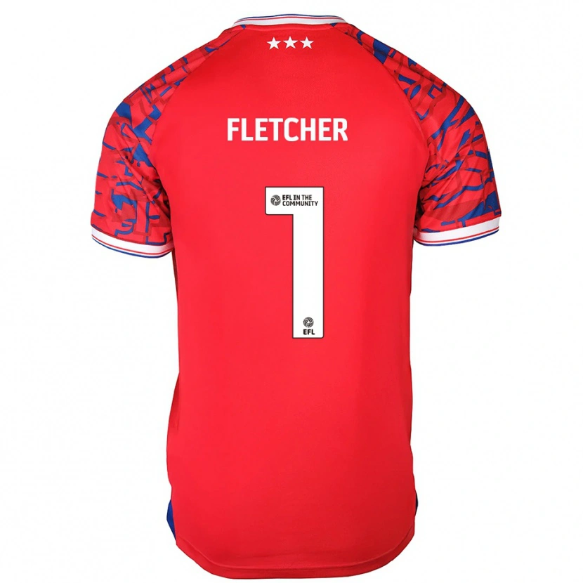 Danxen Enfant Maillot William Fletcher #1 Rouge Bleu Tenues Extérieur 2025/26 T-Shirt