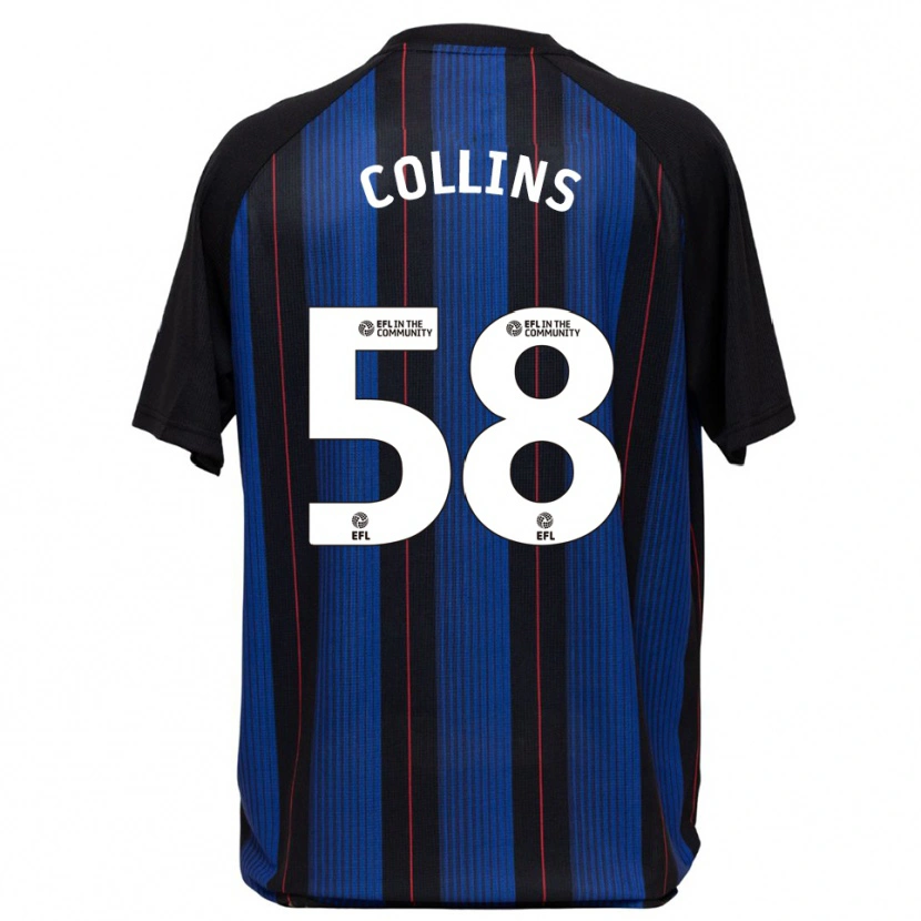 Danxen Enfant Maillot Sam Collins #58 Bleu Noir Tenues Extérieur 2025/26 T-Shirt