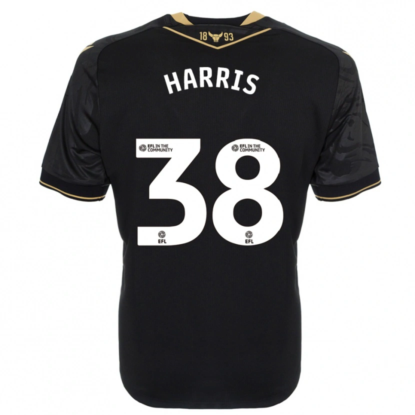 Danxen Enfant Maillot Luke Harris #38 Noir Or Tenues Extérieur 2025/26 T-Shirt