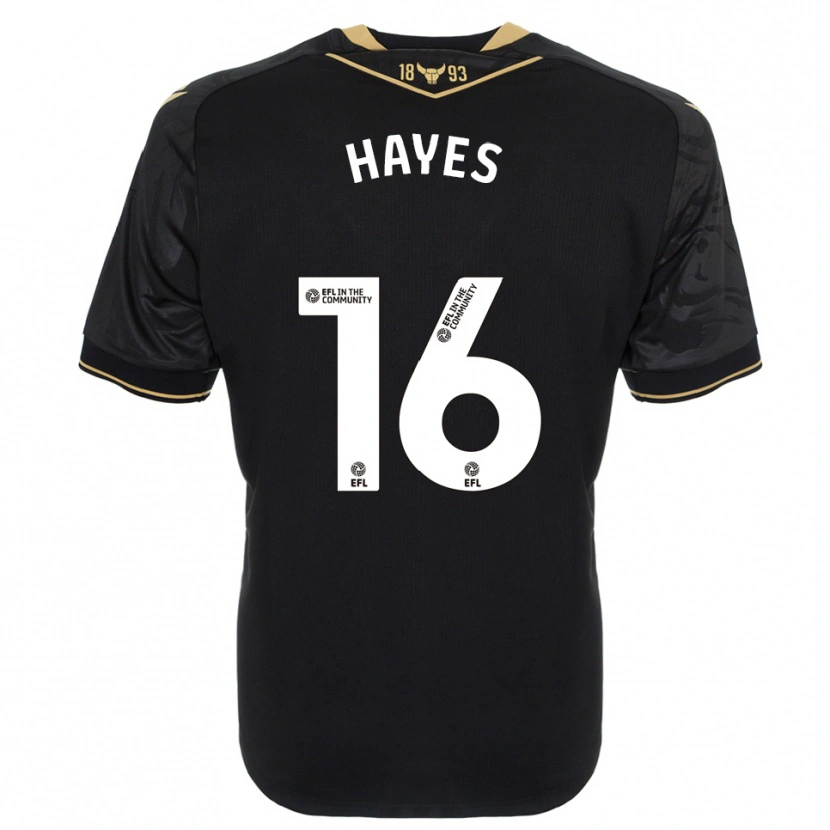 Danxen Enfant Maillot Georgia Hayes #16 Noir Or Tenues Extérieur 2025/26 T-Shirt