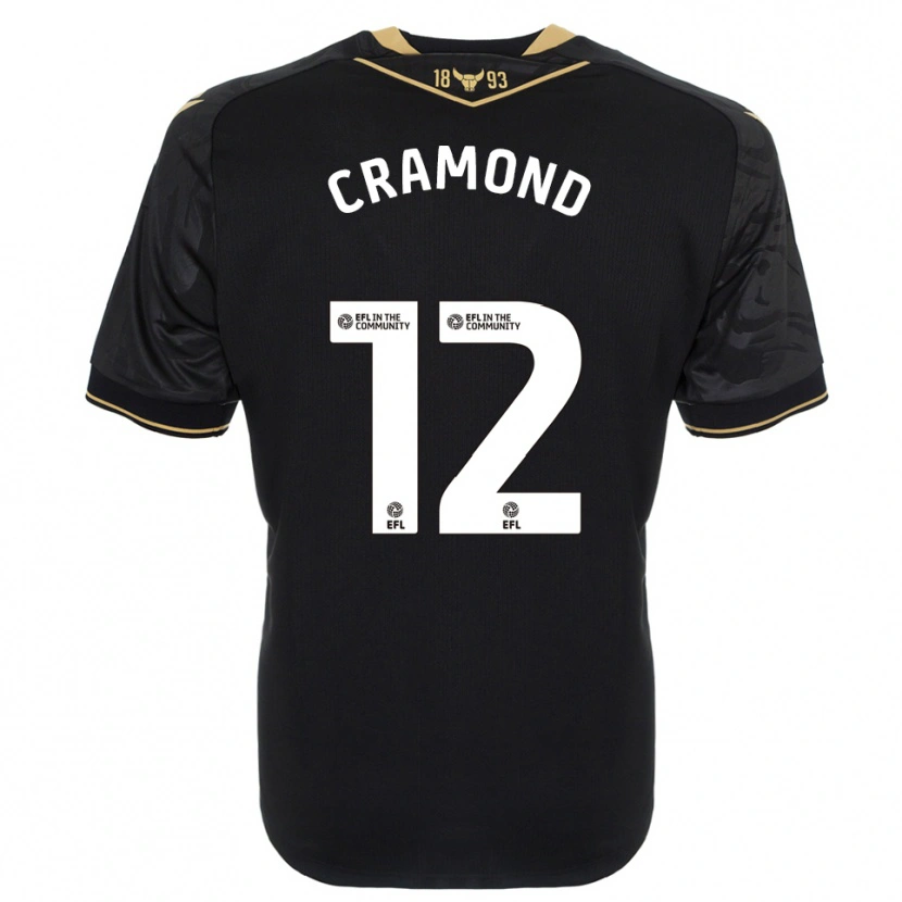 Danxen Enfant Maillot Charlie Cramond #12 Noir Or Tenues Extérieur 2025/26 T-Shirt