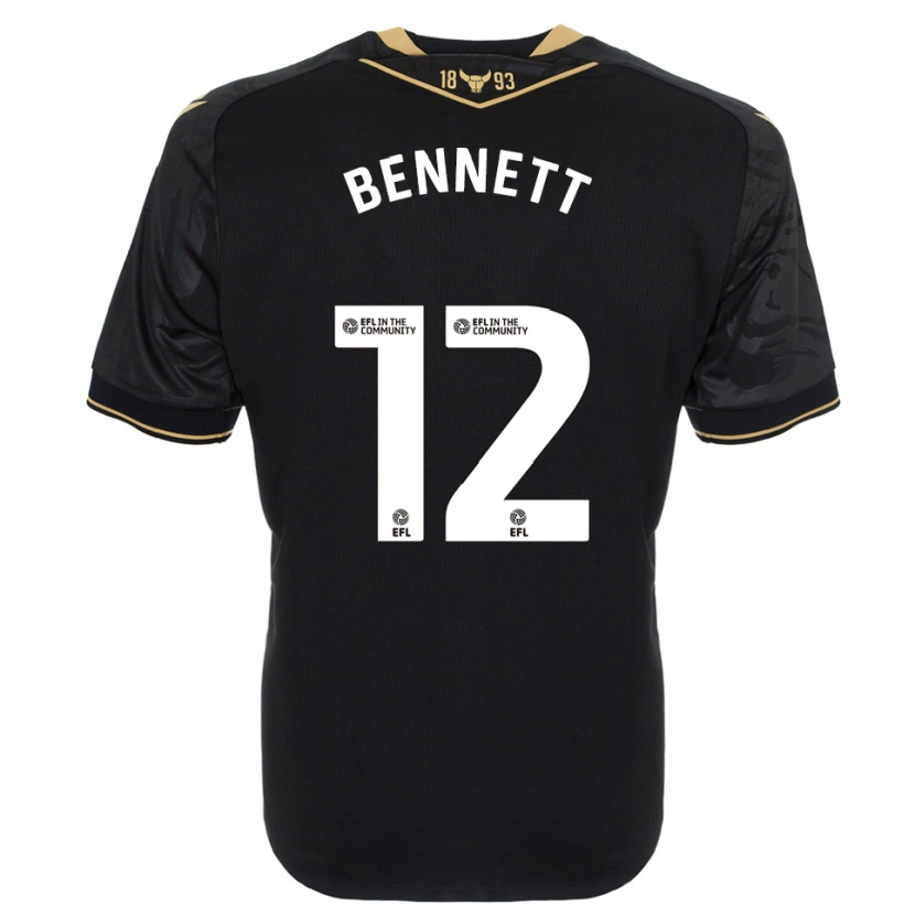 Danxen Enfant Maillot Joe Bennett #12 Noir Or Tenues Extérieur 2025/26 T-Shirt