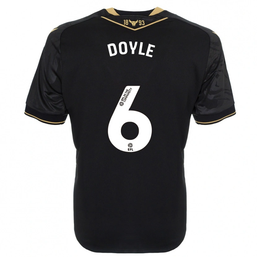 Danxen Enfant Maillot Calum Doyle #6 Noir Or Tenues Extérieur 2025/26 T-Shirt