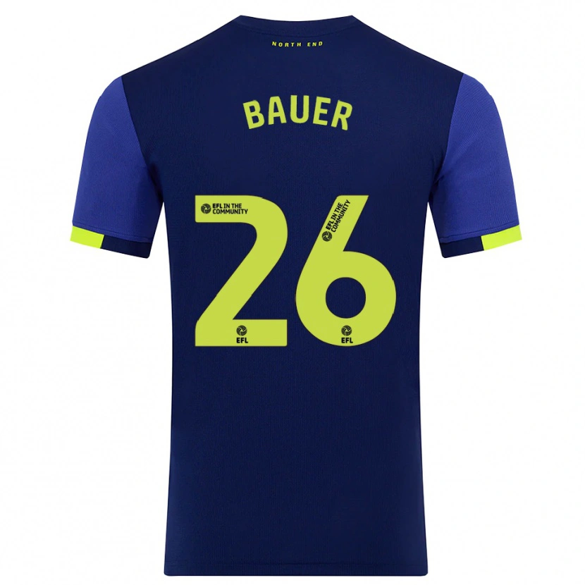 Danxen Enfant Maillot Patrick Bauer #26 Marine Jaune Tenues Extérieur 2025/26 T-Shirt
