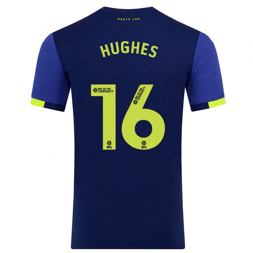 Danxen Enfant Maillot Andrew Hughes #16 Marine Jaune Tenues Extérieur 2025/26 T-Shirt