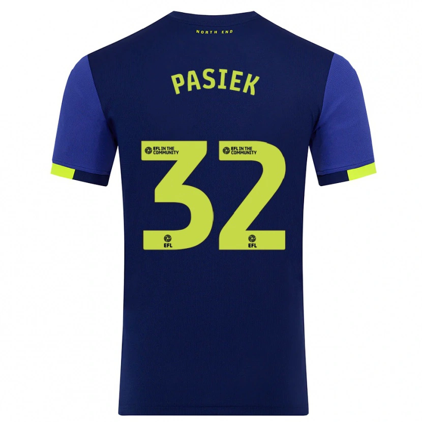 Danxen Enfant Maillot Kacper Pasiek #32 Marine Jaune Tenues Extérieur 2025/26 T-Shirt