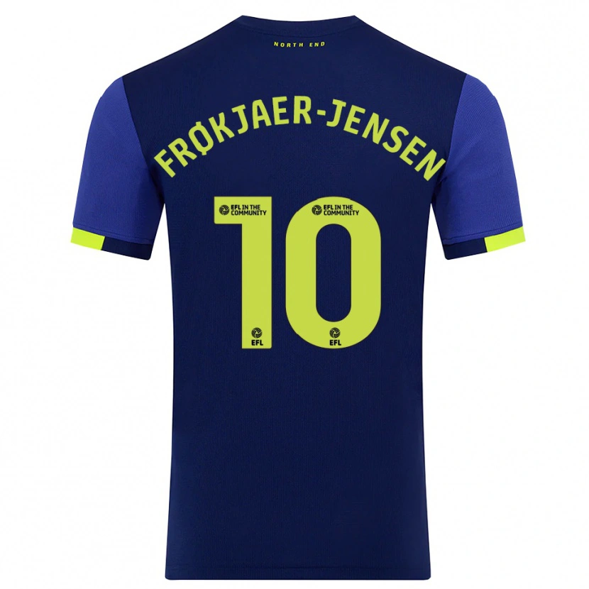 Danxen Enfant Maillot Mads Frøkjaer-Jensen #10 Marine Jaune Tenues Extérieur 2025/26 T-Shirt