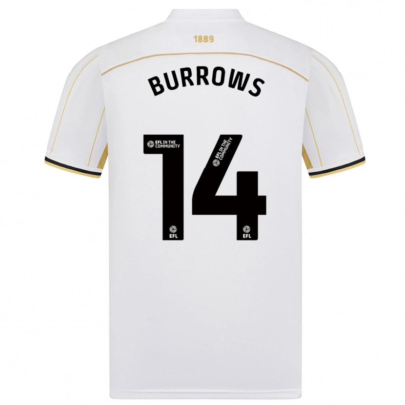 Danxen Enfant Maillot Harrison Burrows #14 Blanc Or Tenues Extérieur 2025/26 T-Shirt