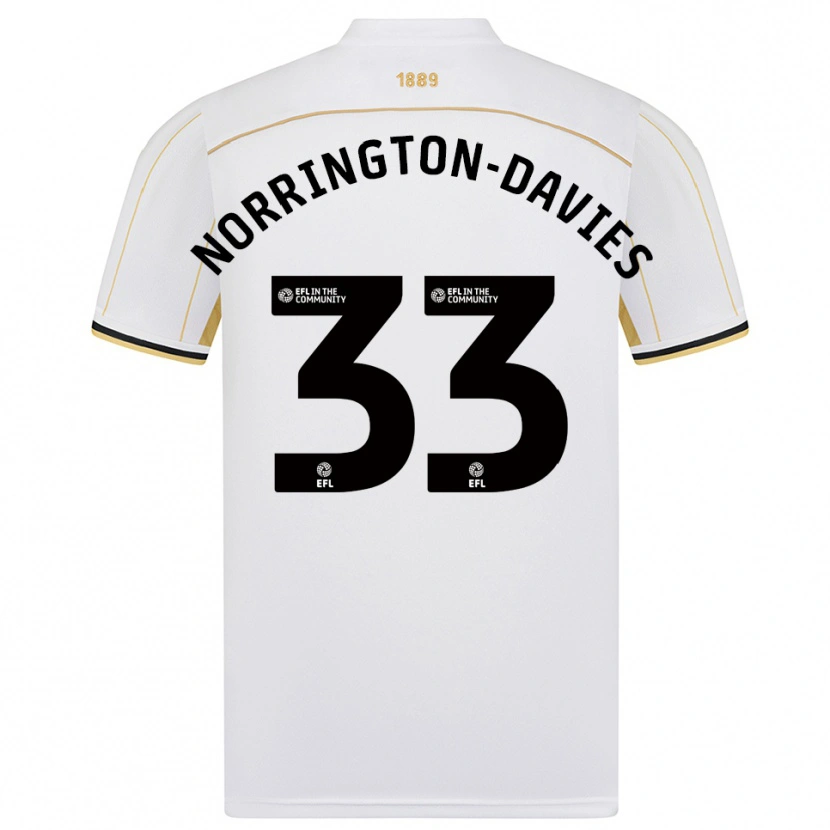 Danxen Enfant Maillot Rhys Norrington-Davies #33 Blanc Or Tenues Extérieur 2025/26 T-Shirt
