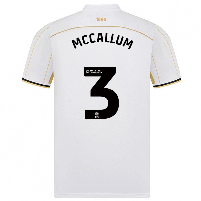 Danxen Enfant Maillot Sam Mccallum #3 Blanc Or Tenues Extérieur 2025/26 T-Shirt
