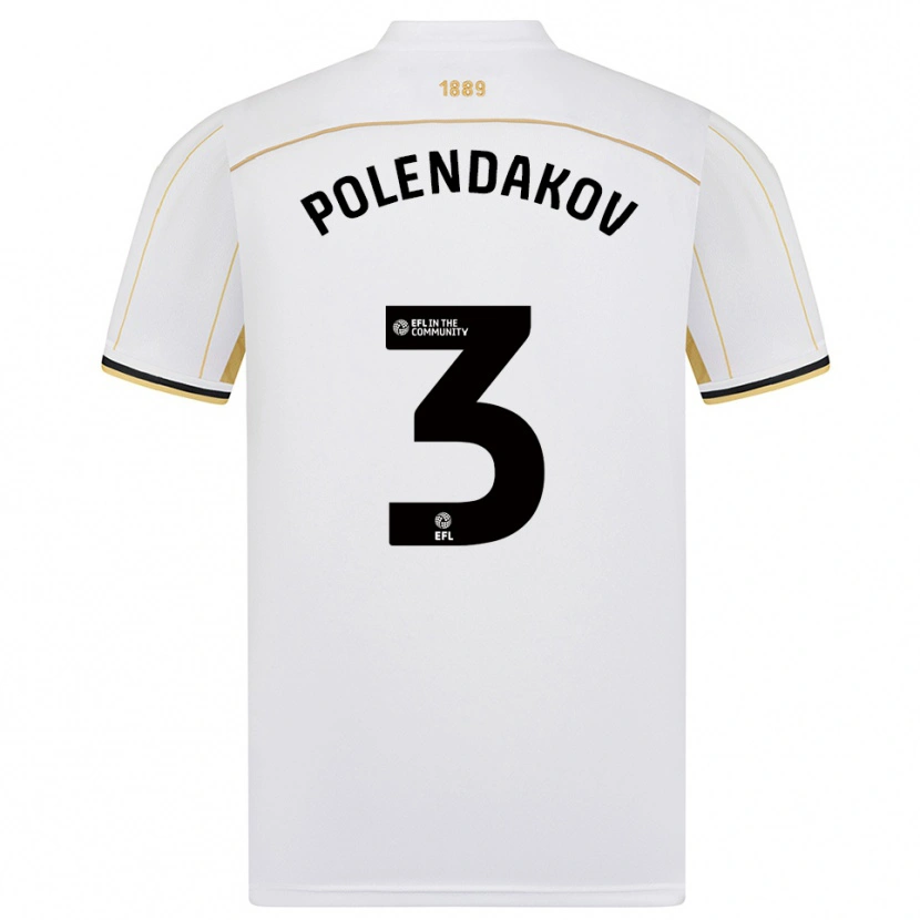 Danxen Enfant Maillot Mihail Polendakov #3 Blanc Or Tenues Extérieur 2025/26 T-Shirt