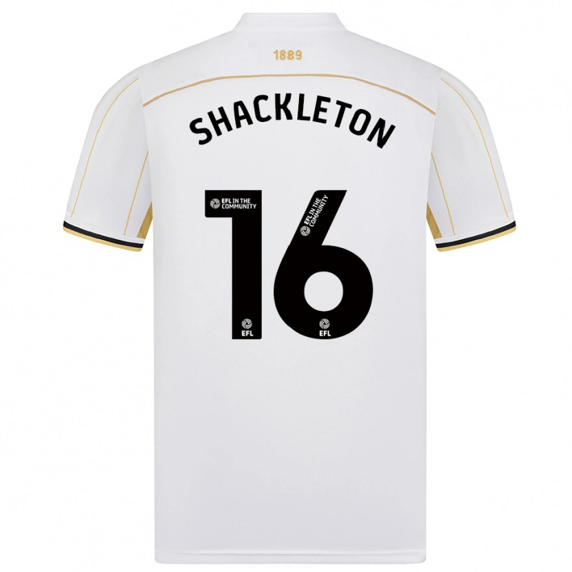 Danxen Enfant Maillot Jamie Shackleton #16 Blanc Or Tenues Extérieur 2025/26 T-Shirt