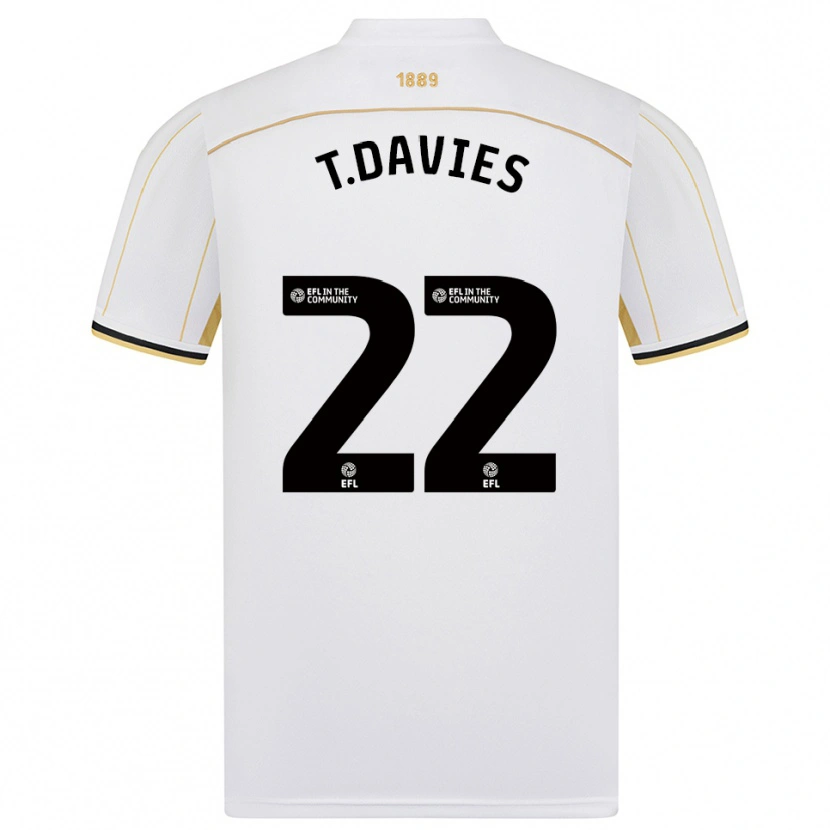 Danxen Enfant Maillot Tom Davies #22 Blanc Or Tenues Extérieur 2025/26 T-Shirt