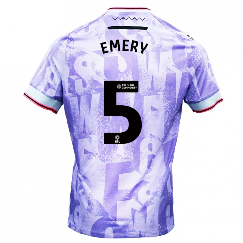 Danxen Enfant Maillot Joe Emery #5 Lilas Blanc Tenues Extérieur 2025/26 T-Shirt