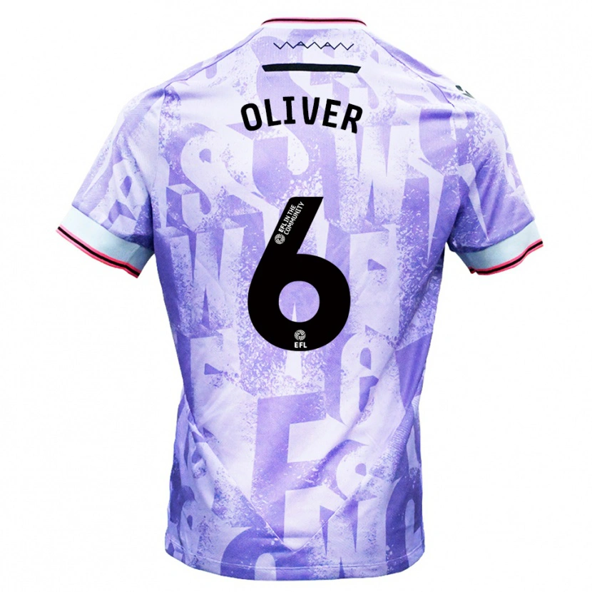 Danxen Enfant Maillot Denny Oliver #6 Lilas Blanc Tenues Extérieur 2025/26 T-Shirt