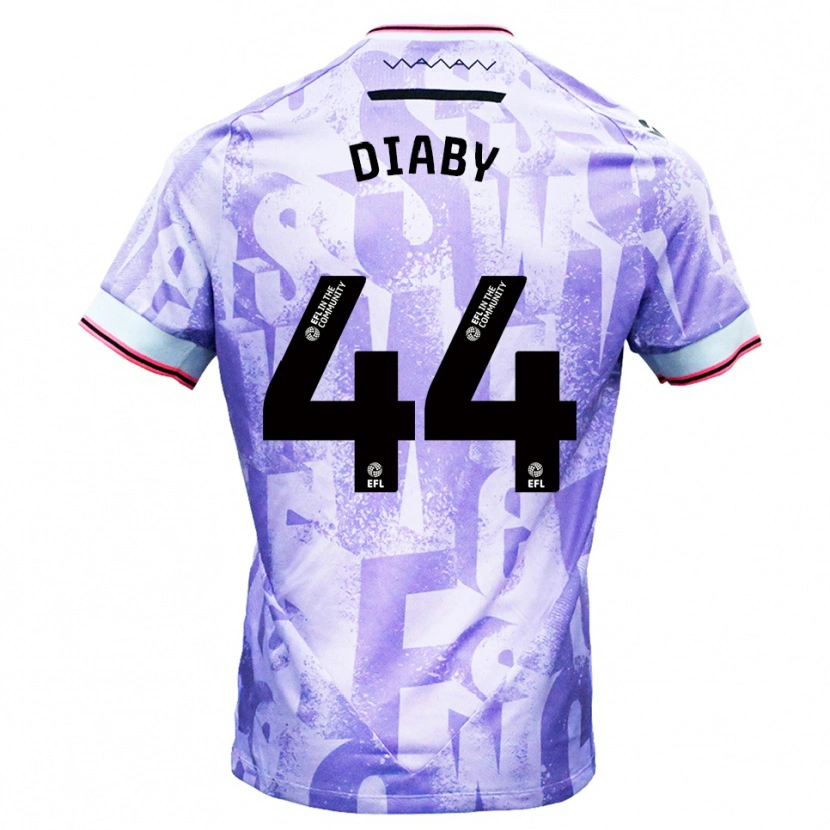 Danxen Enfant Maillot Momo Diaby #44 Lilas Blanc Tenues Extérieur 2025/26 T-Shirt