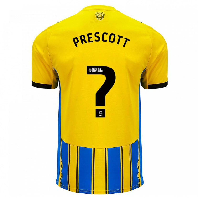 Danxen Enfant Maillot Alfie Prescott #0 Bleu Jaune Tenues Extérieur 2025/26 T-Shirt