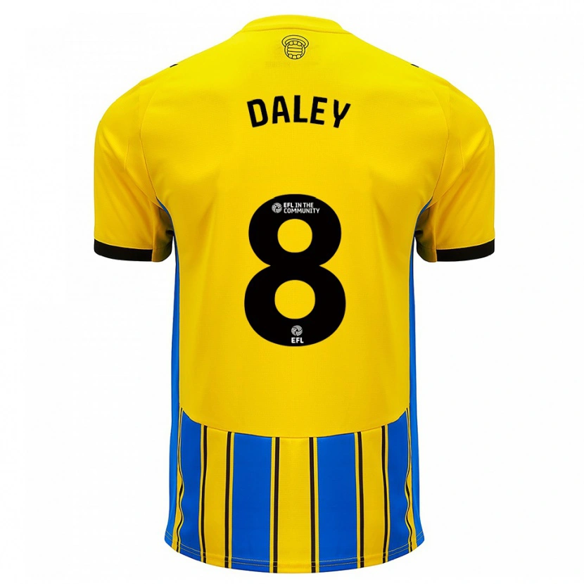 Danxen Enfant Maillot Aston Daley #8 Bleu Jaune Tenues Extérieur 2025/26 T-Shirt