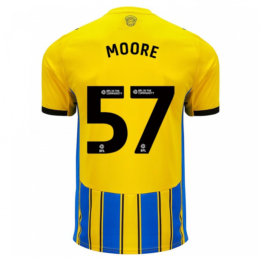 Danxen Enfant Maillot Jayden Moore #57 Bleu Jaune Tenues Extérieur 2025/26 T-Shirt