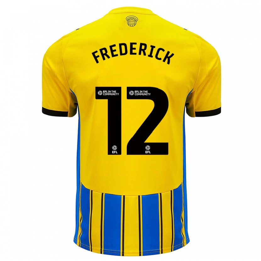 Danxen Enfant Maillot Cameron Frederick #12 Bleu Jaune Tenues Extérieur 2025/26 T-Shirt