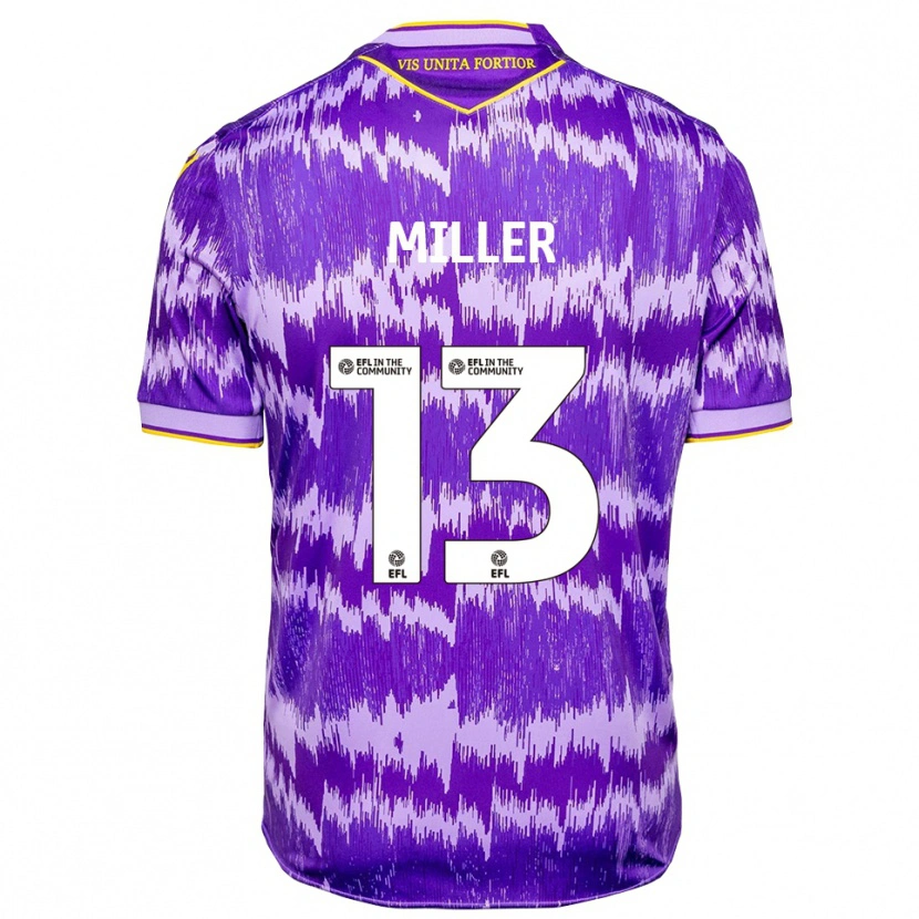 Danxen Enfant Maillot Tom Miller #13 Violet Jaune Tenues Extérieur 2025/26 T-Shirt