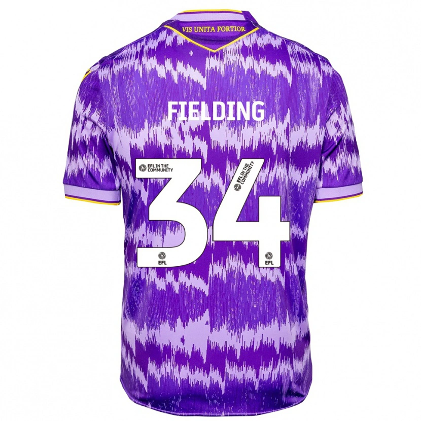 Danxen Enfant Maillot Frank Fielding #34 Violet Jaune Tenues Extérieur 2025/26 T-Shirt